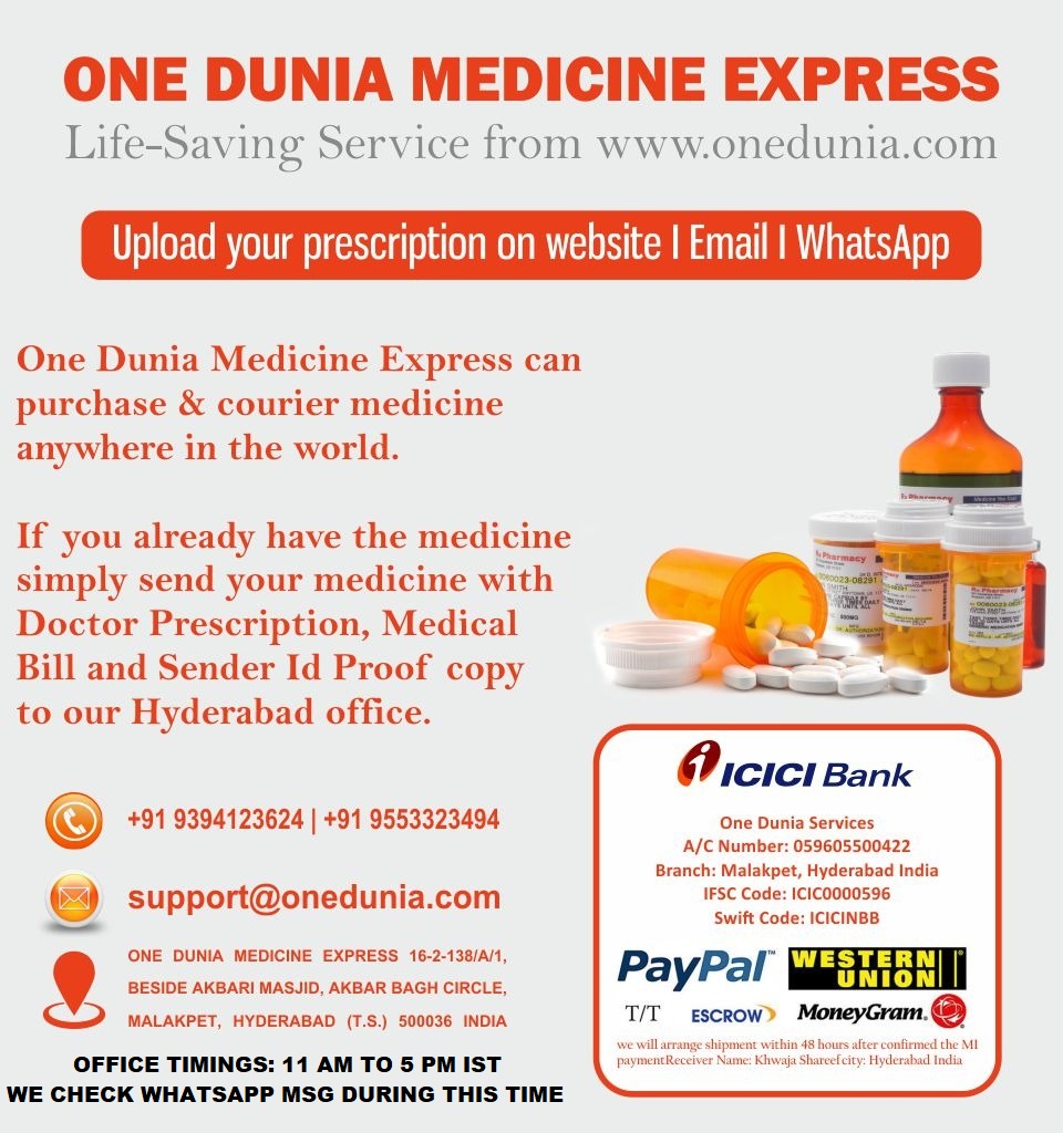 Medicine International Courier Delivery Services from India