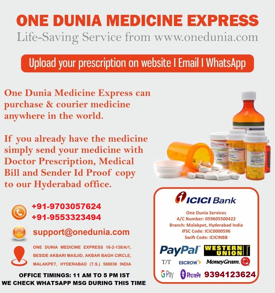 Medicine International Courier Delivery Services from India